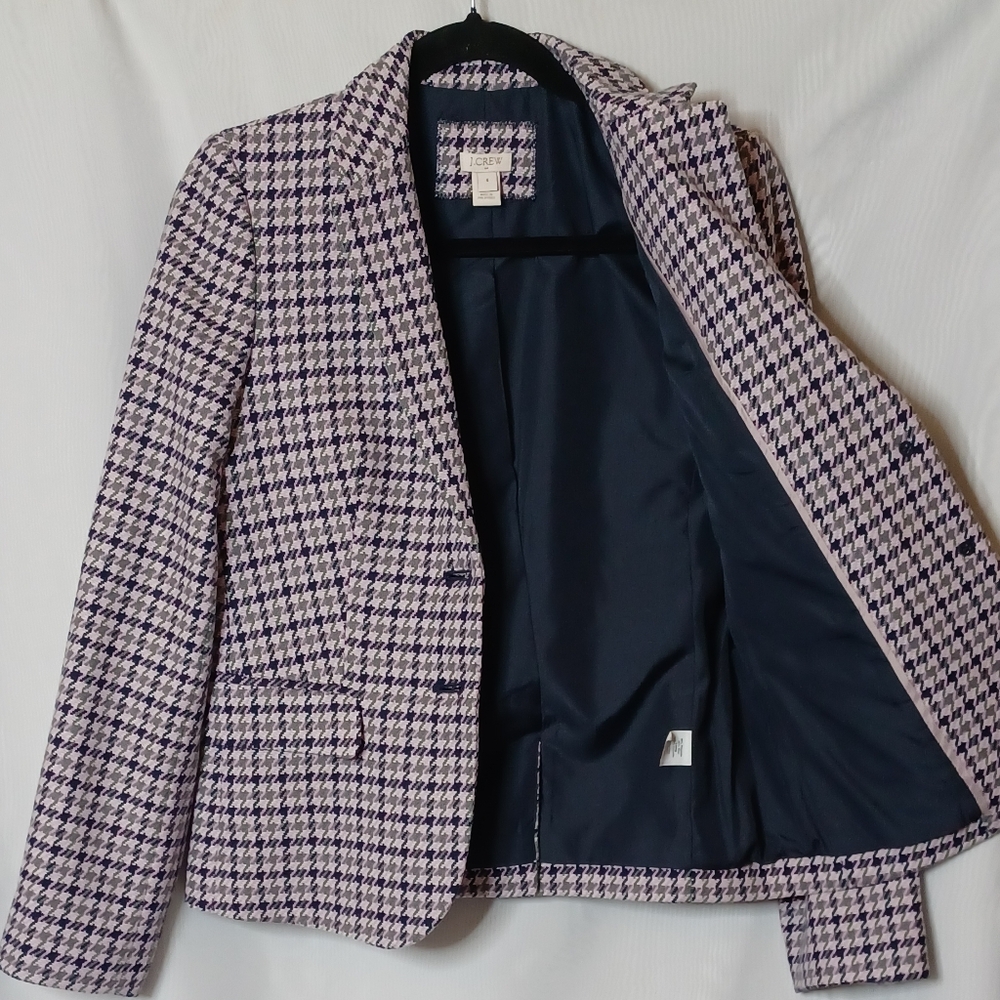 J.CREW Women's Wool Blend Houndstooth Blazer. Size 4 - Picture 4 of 16